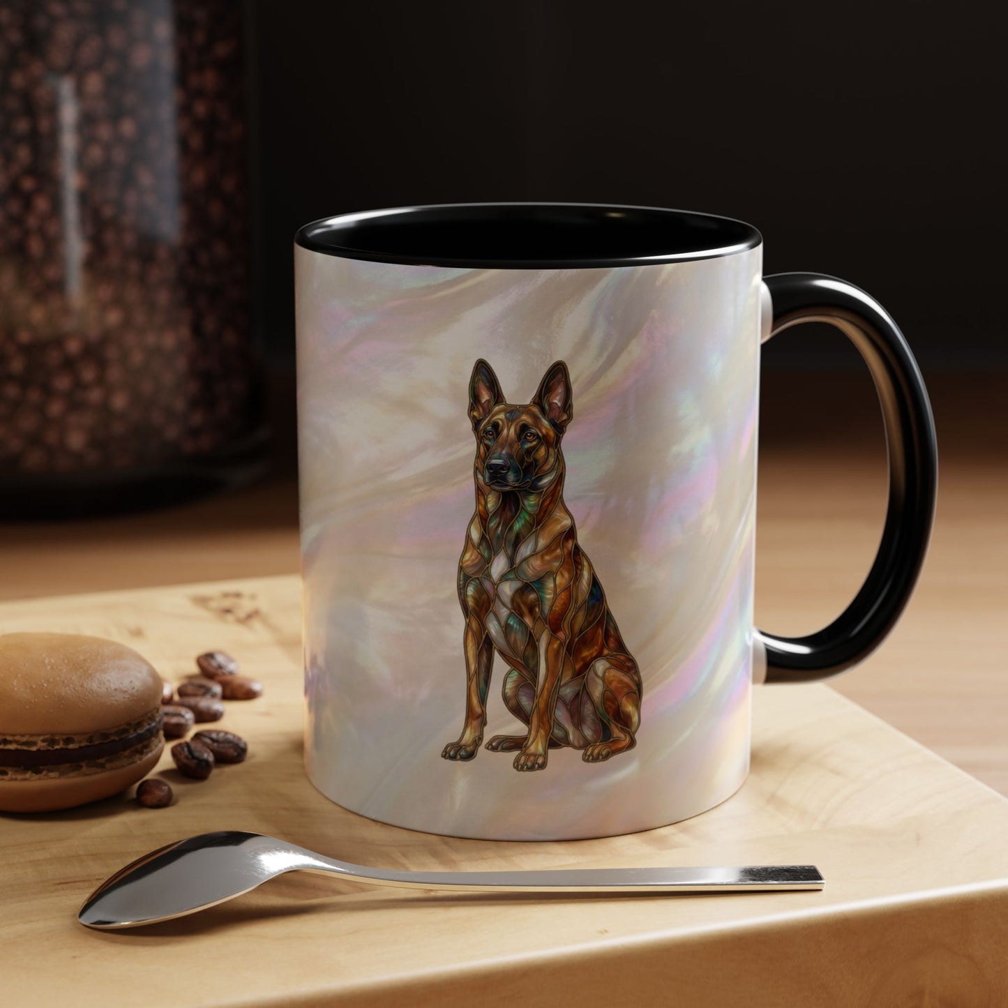 Belgian Malinois Accent Coffee Mug - Stained Glass Design 11oz & 15oz - 14616