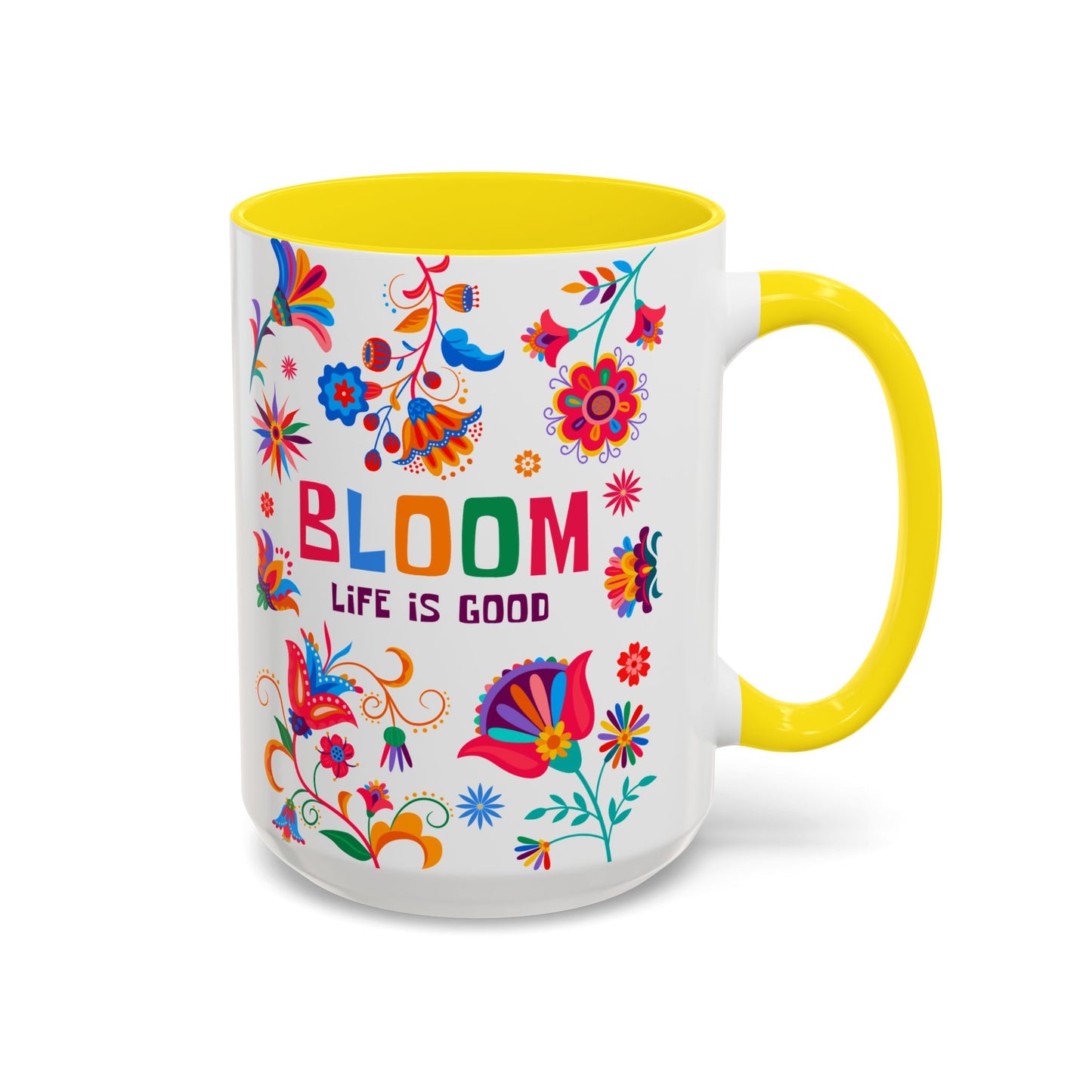 Colorful Floral Accent Coffee Mug - Bloom Life is Good - 14082