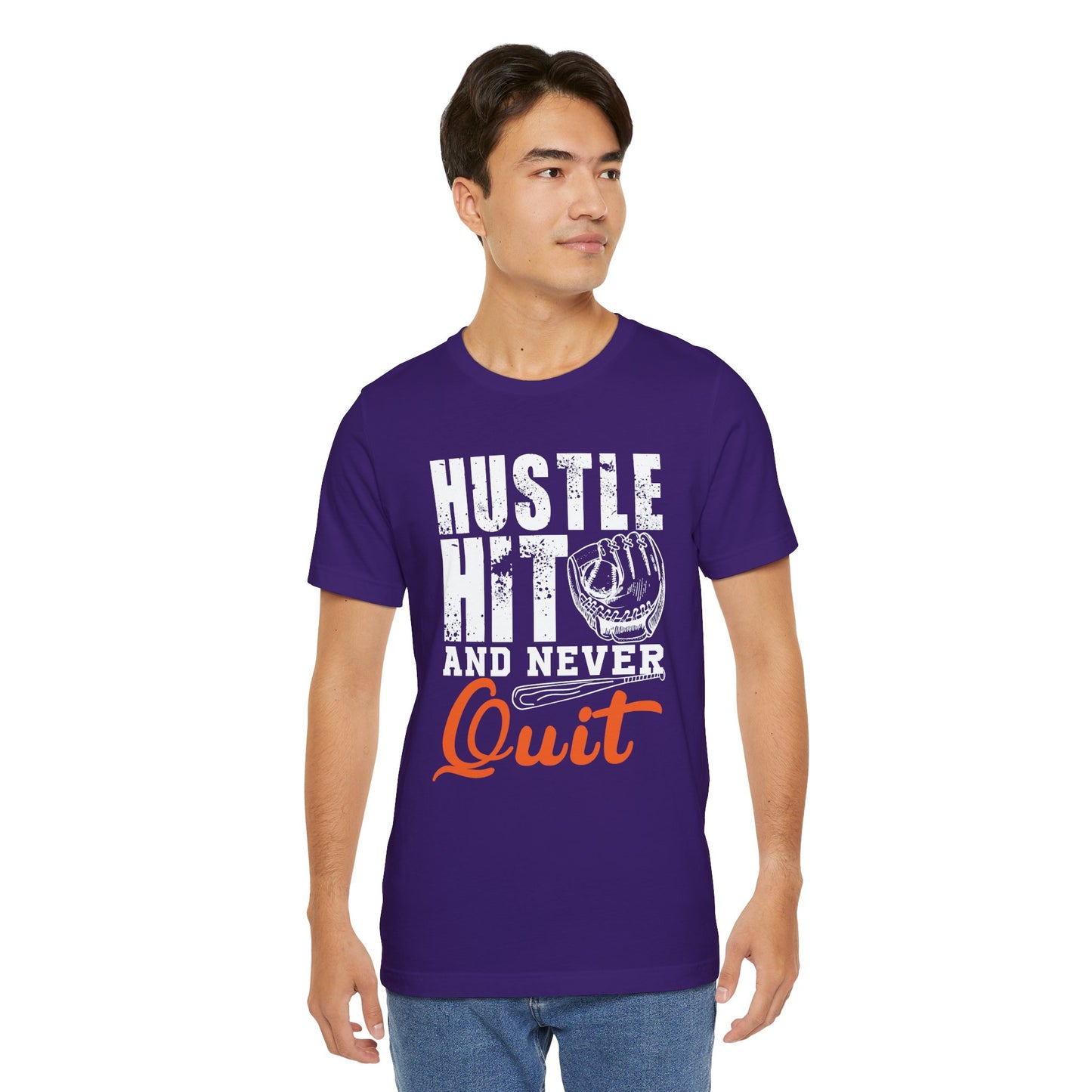 Baseball: Hustle Hit And Never Quit - Unisex Jersey Short Sleeve Tee - 13859