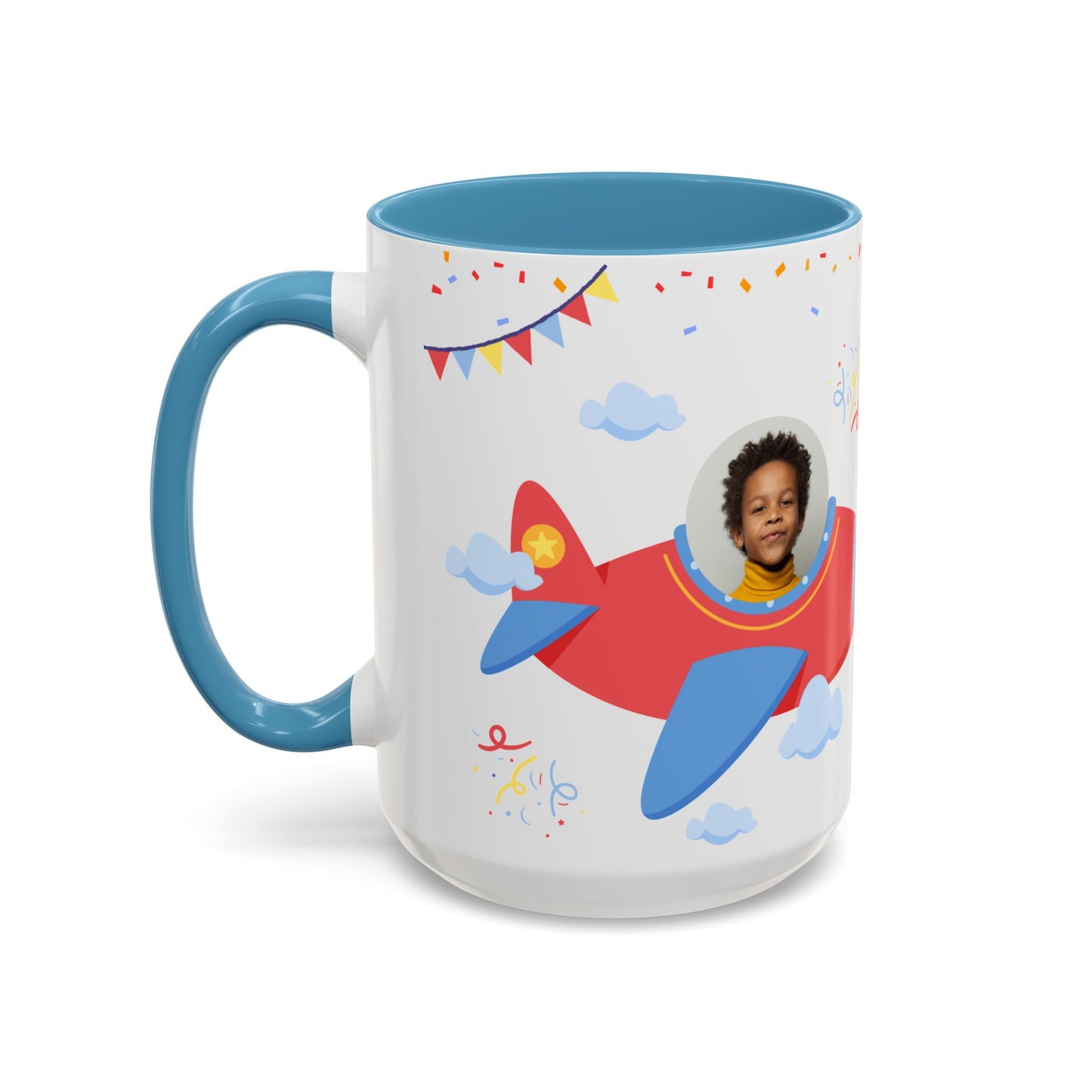 Happy 6th Birthday to A Boy Pilot, Details Customizable - Accent Coffee Mug (11, 15oz) - 11233