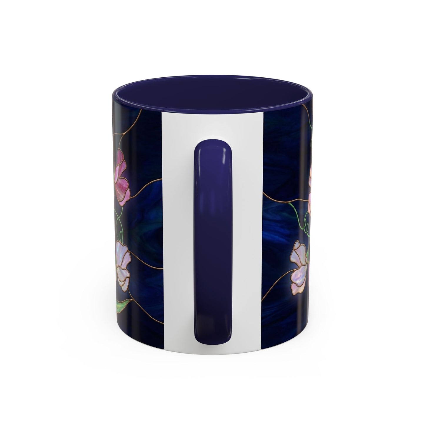 Sweet Pea Floral Accent Coffee Mug — Stained Glass Design 11/15oz - 14587