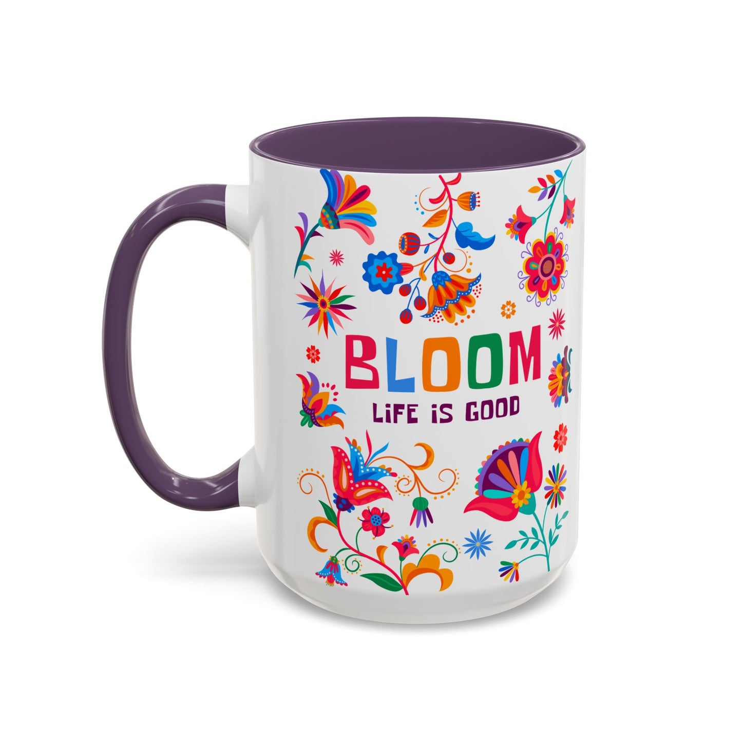 Colorful Floral Accent Coffee Mug - Bloom Life is Good - 14082