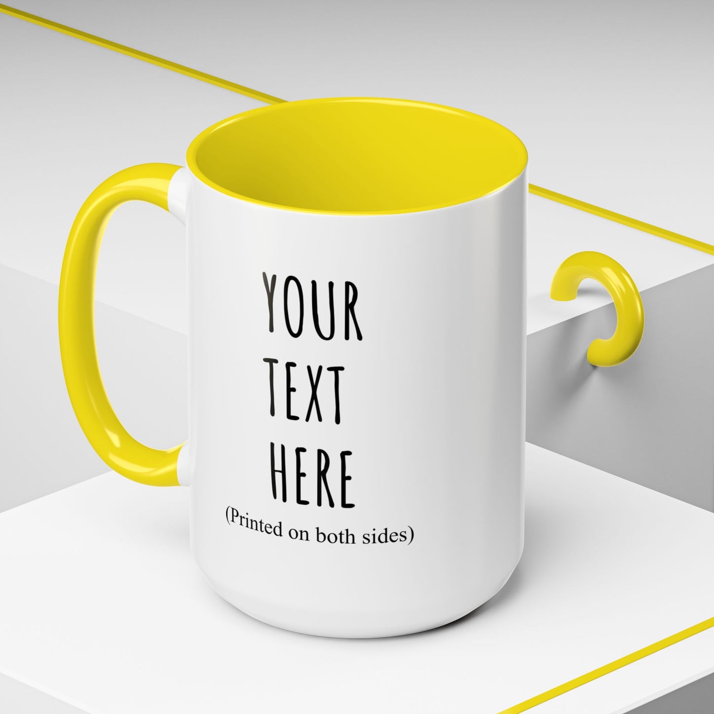 Personalized Accent Coffee Mug – Custom Text Printed Both Sides (11oz & 15oz) - 14676