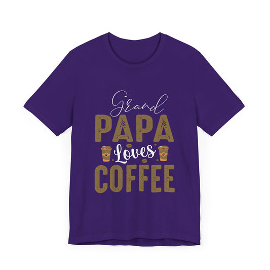 Grand Papa Loves Coffee - Unisex Jersey Short Sleeve Tee - 12553