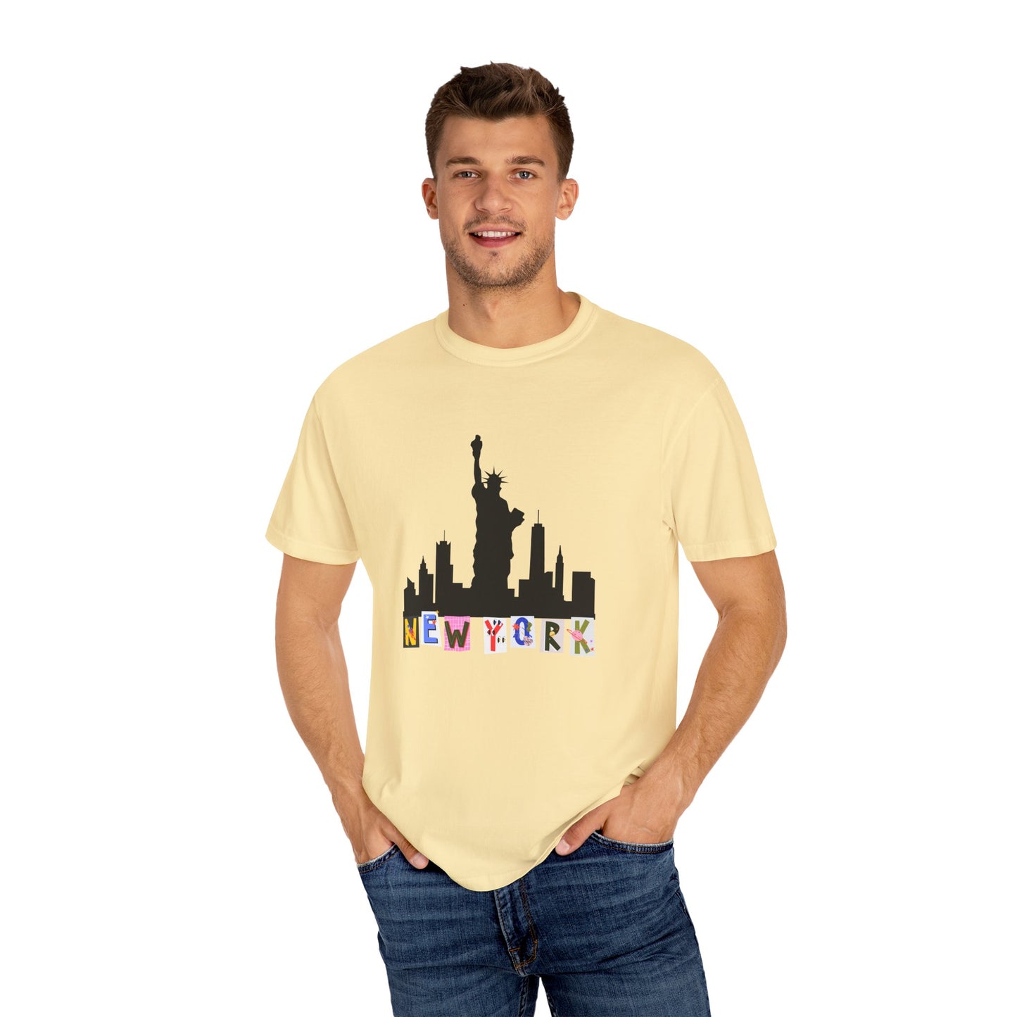 New York Skyline Graphic T-Shirt - Unisex Garment-Dyed Tee for City Lovers - 12002