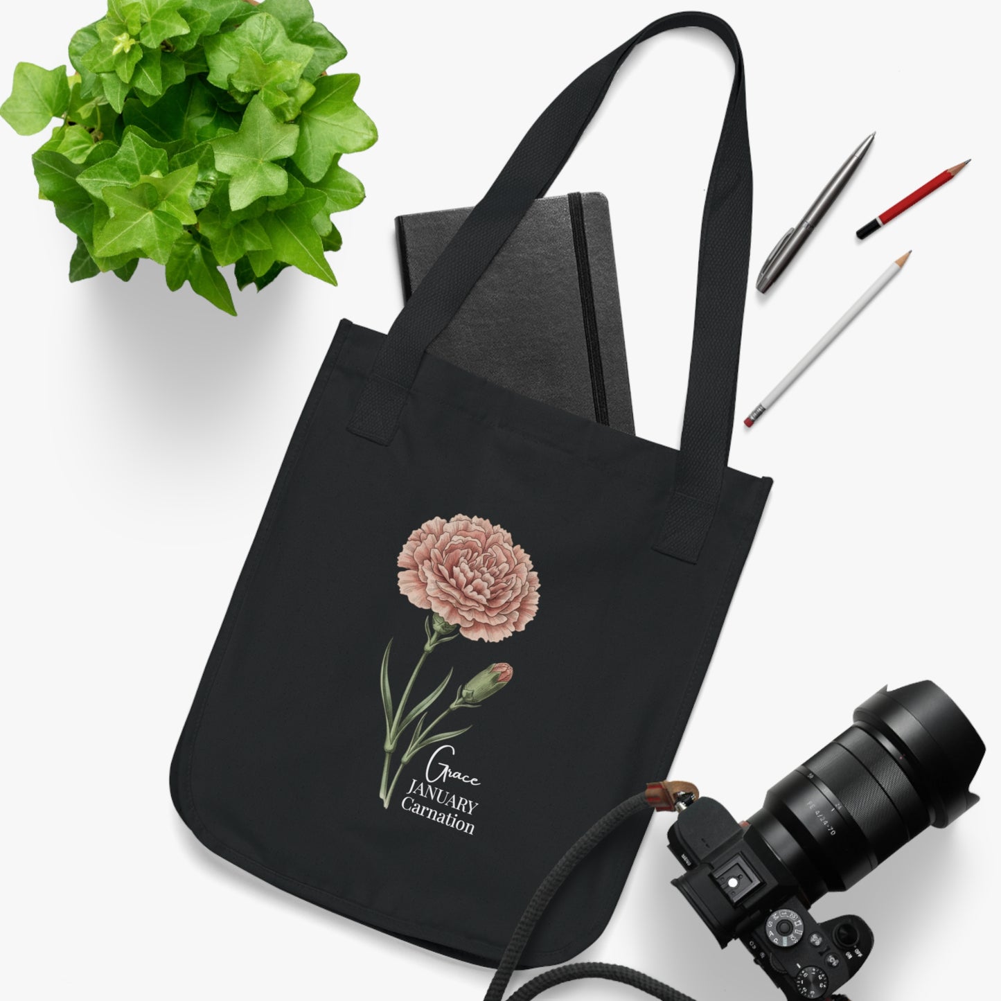 January Carnation Birth Flower Tote Bag - 14675