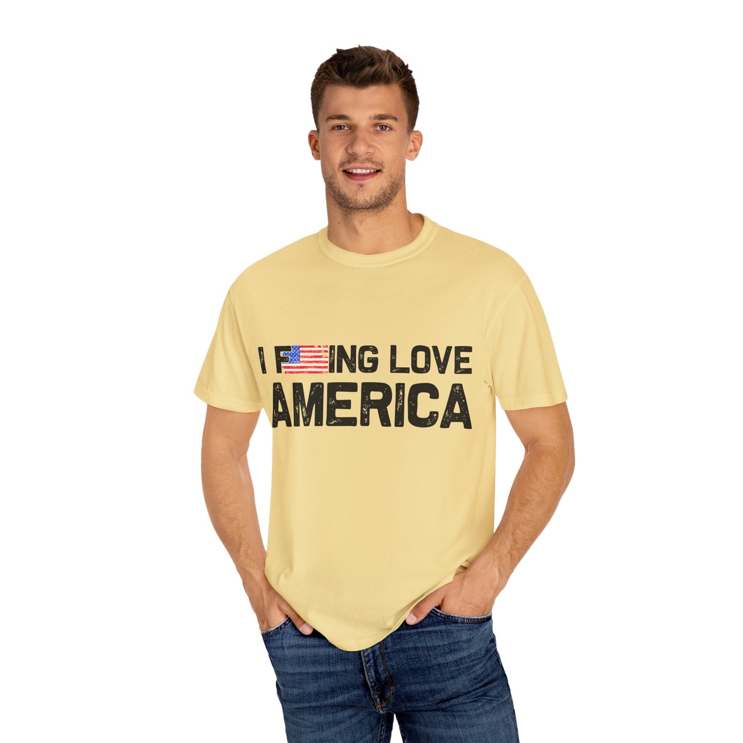 Unisex T-Shirt with Patriotic Love for America, Casual Tee, Independence Day Gift, Love America Shirt, Gift for Patriot - 13654
