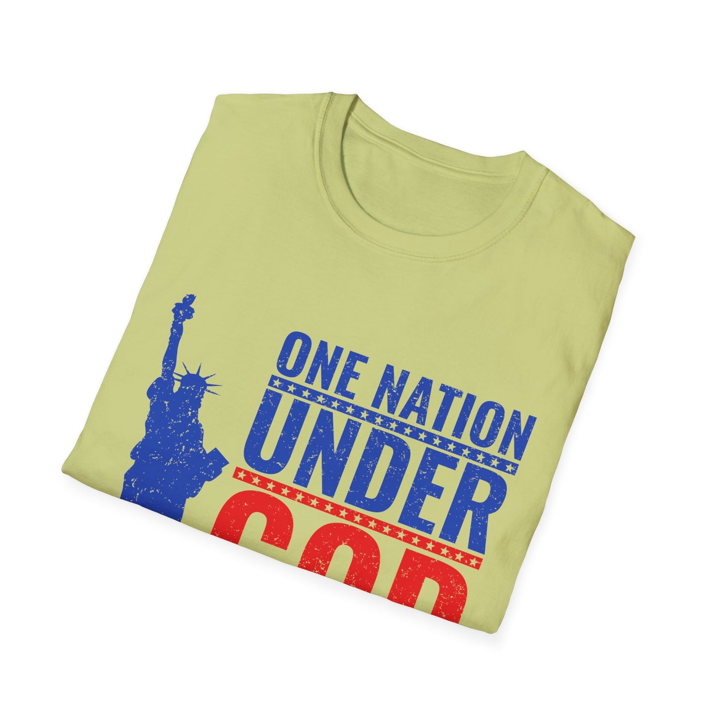 One Nation Under God, Patriotic Softstyle T-Shirt - Independence Day Tee, Fourth of July Shirt, Unisex Comfort Wear, Gift for Veterans - 13494