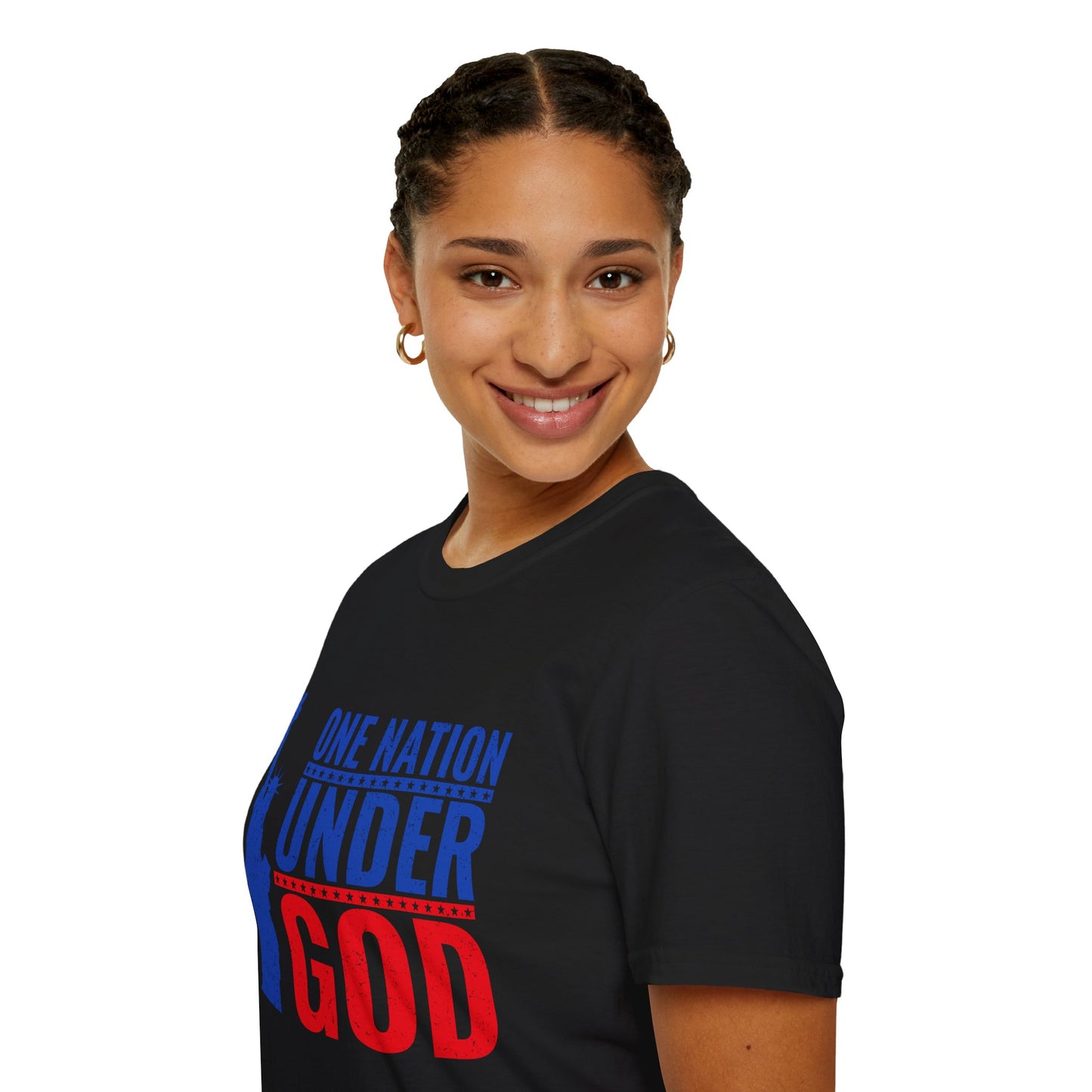 One Nation Under God, Patriotic Softstyle T-Shirt - Independence Day Tee, Fourth of July Shirt, Unisex Comfort Wear, Gift for Veterans - 13494