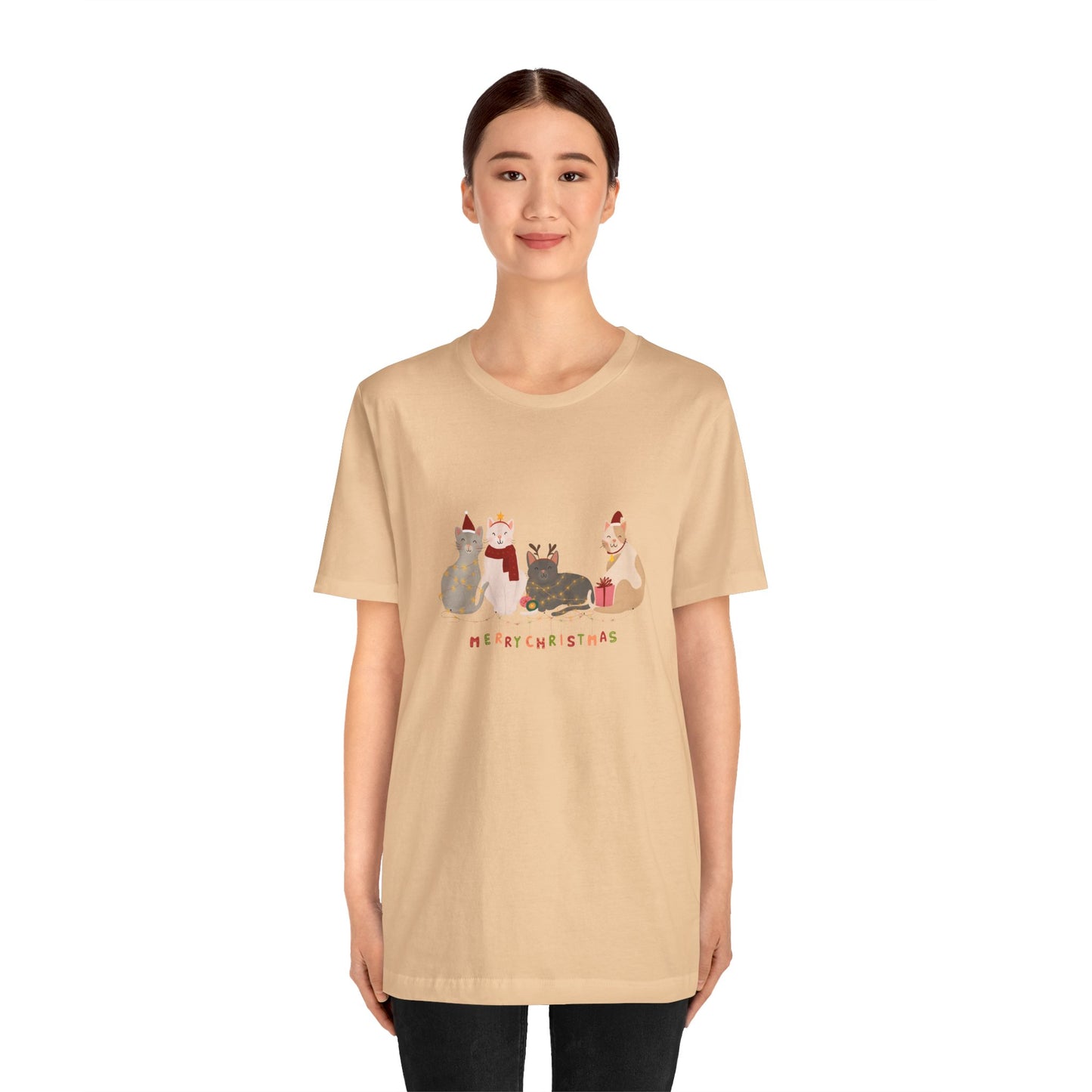 Cats, Merry Christmas - Unisex Jersey Short Sleeve Tee - 10283