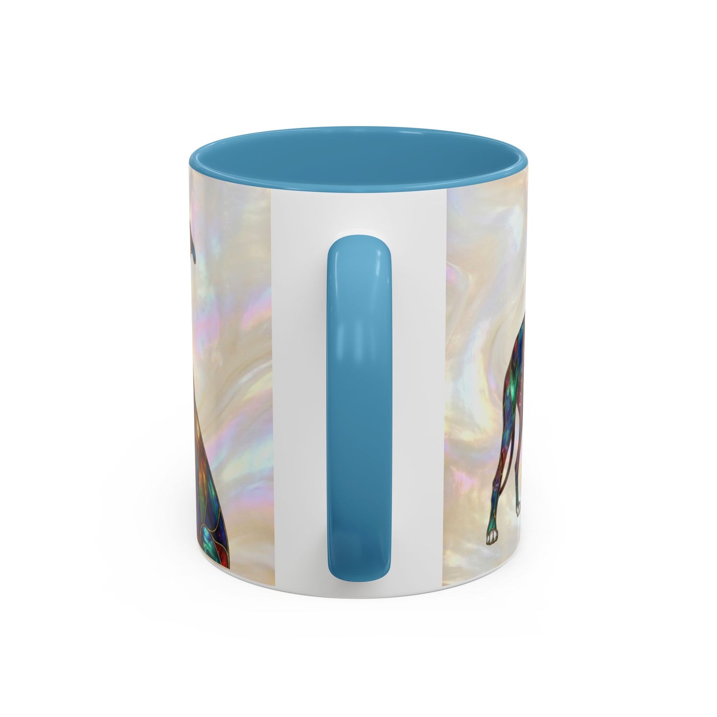 Personalized Greyhound Coffee Mug – Stained Glass Dog Accent Mug (Name Customizable)  - 14523