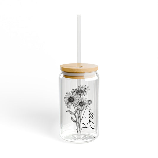 Daisy Flowers,  Customizable - Sipper Glass, 16oz