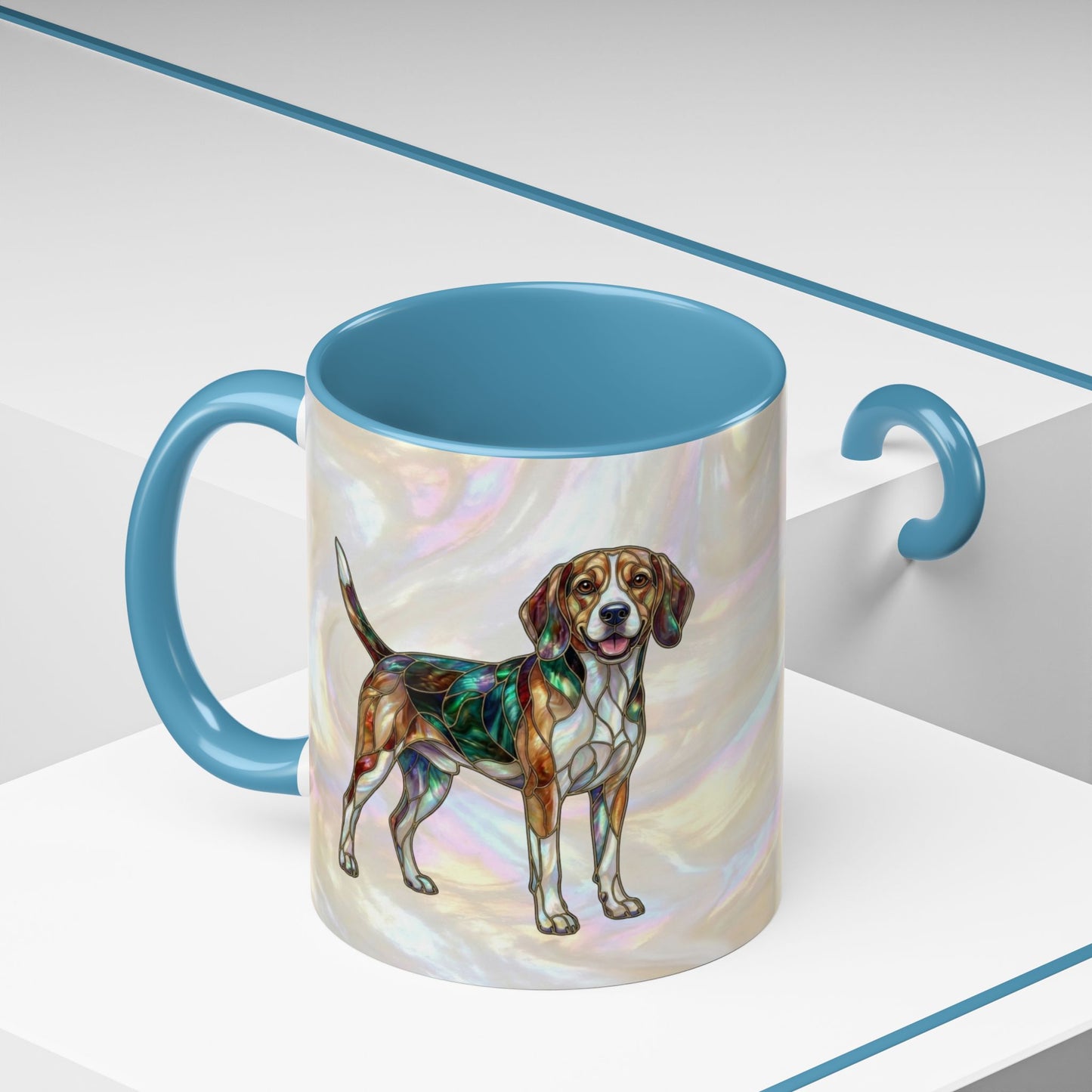 Beagle Accent Coffee Mug — Stained Glass Design (11/15oz) - 14615
