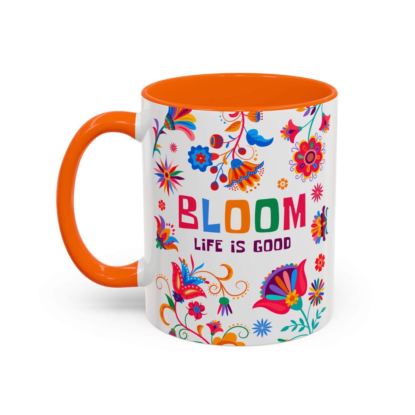 Colorful Floral Accent Coffee Mug - Bloom Life is Good - 14082