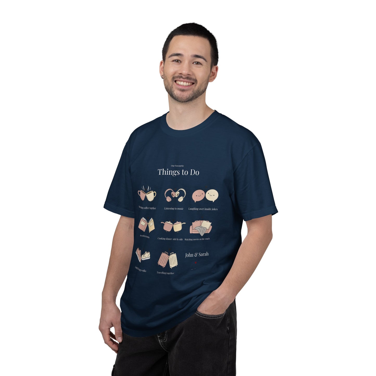 Our Favourite Things to Do Together – Personalised Valentine’s Illustration T-Shirt Gift - 14720