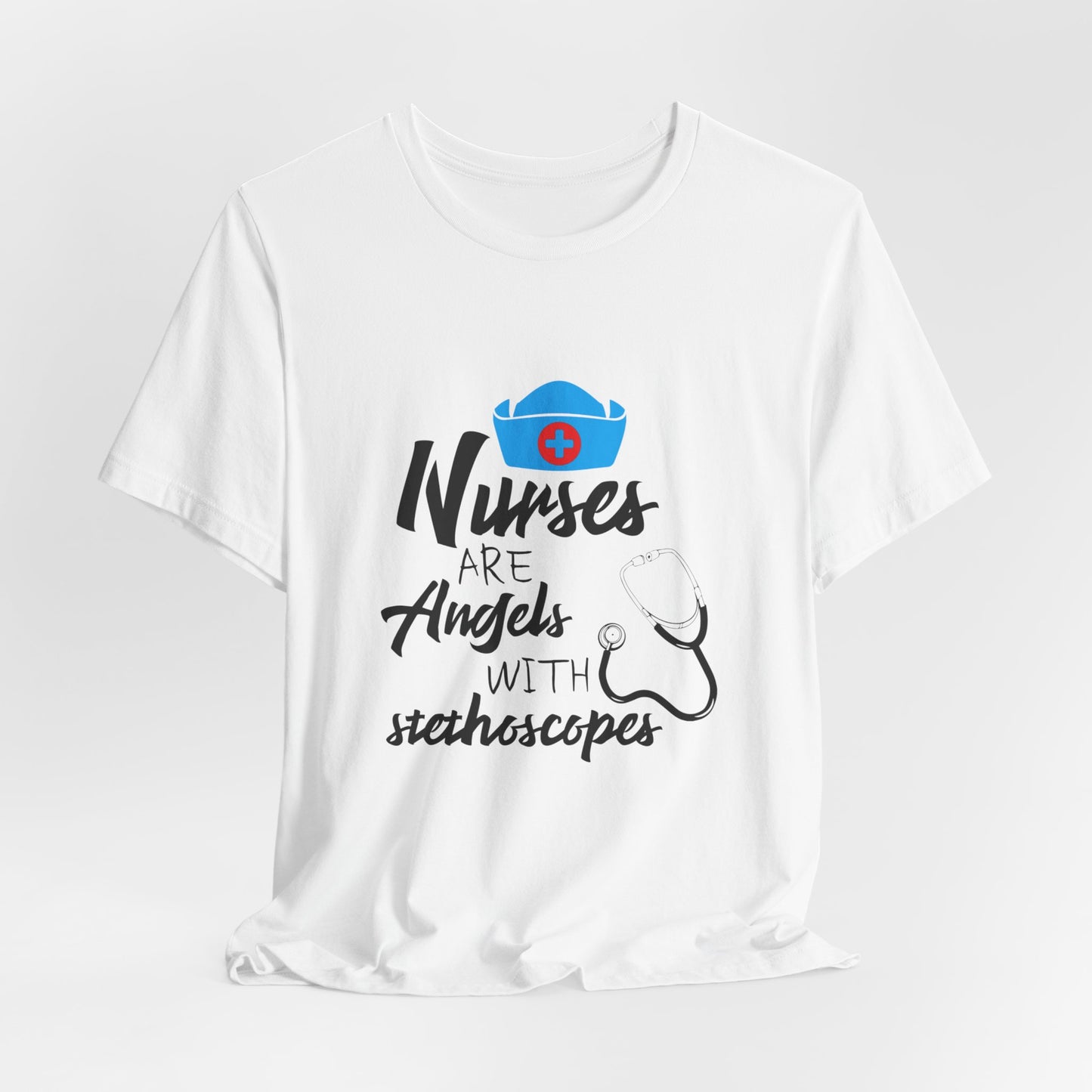 Nurses Are Angels With Stethoscopes - Unisex Jersey Short Sleeve Tee