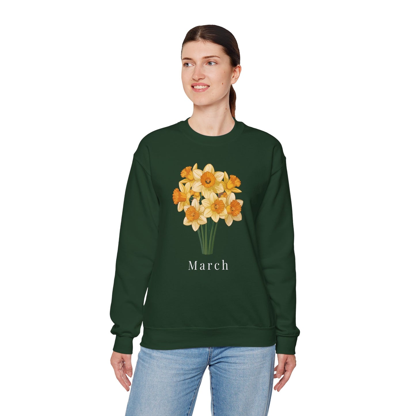 March Birth Flower Daffodil Bouquet Sweatshirt – Floral Birthday Gift Crewneck - 14823