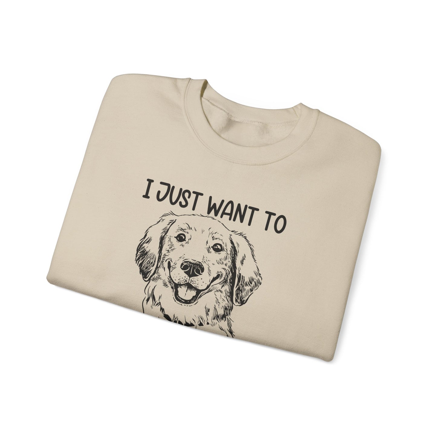 I Just Want Drink Wine and Pet My Dog - Unisex Heavy Blend™ Crewneck Sweatshirt