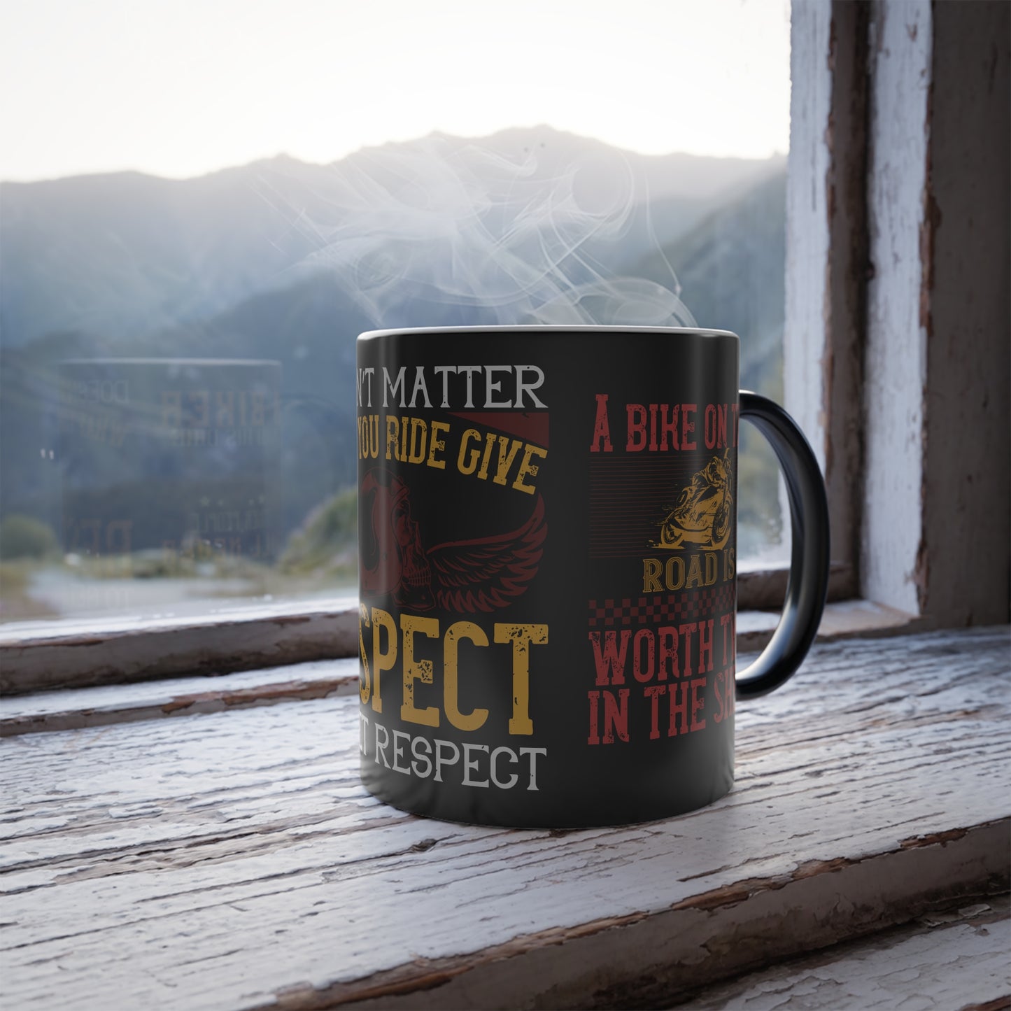 Doesn’t Matter What You Ride, Give Respect to Get Respect - Color Morphing Mug, 11oz