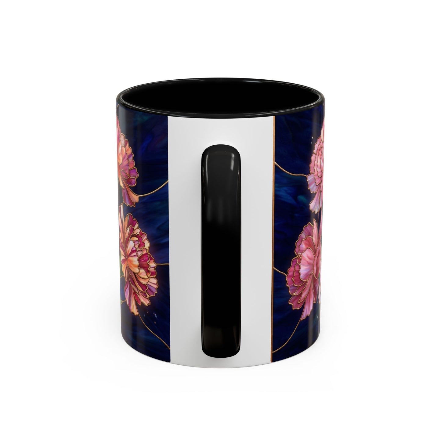 Carnation Floral  Accent Coffee Mug — Stained Glass Design (11/15oz) - 14559