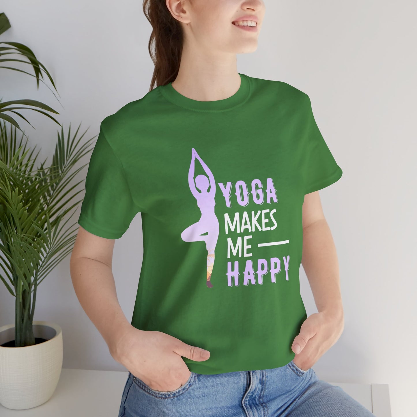 Yoga Makes Me Happy - Unisex Jersey Short Sleeve Tee