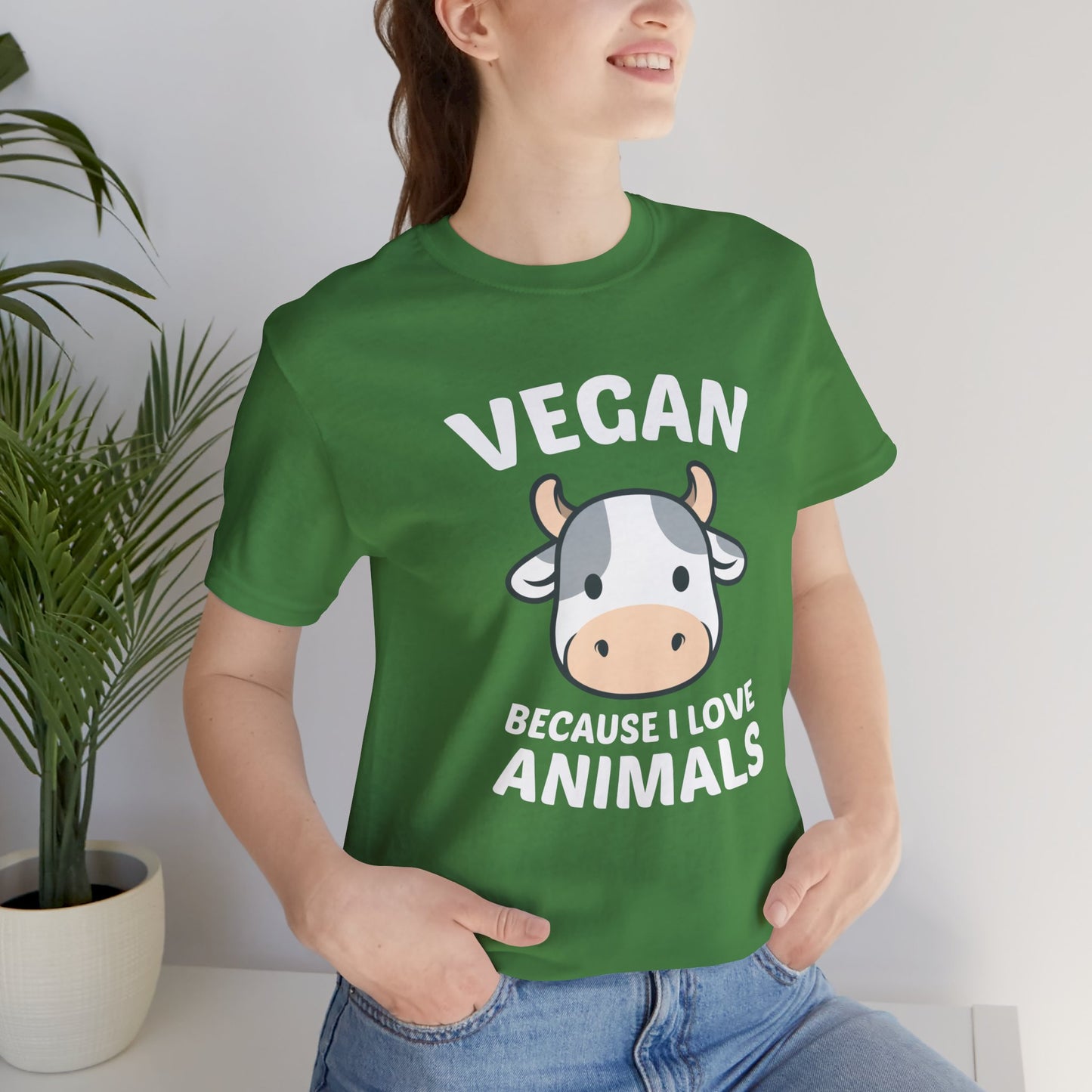 Vegan Because I Love Animals - Unisex Jersey Short Sleeve Tee