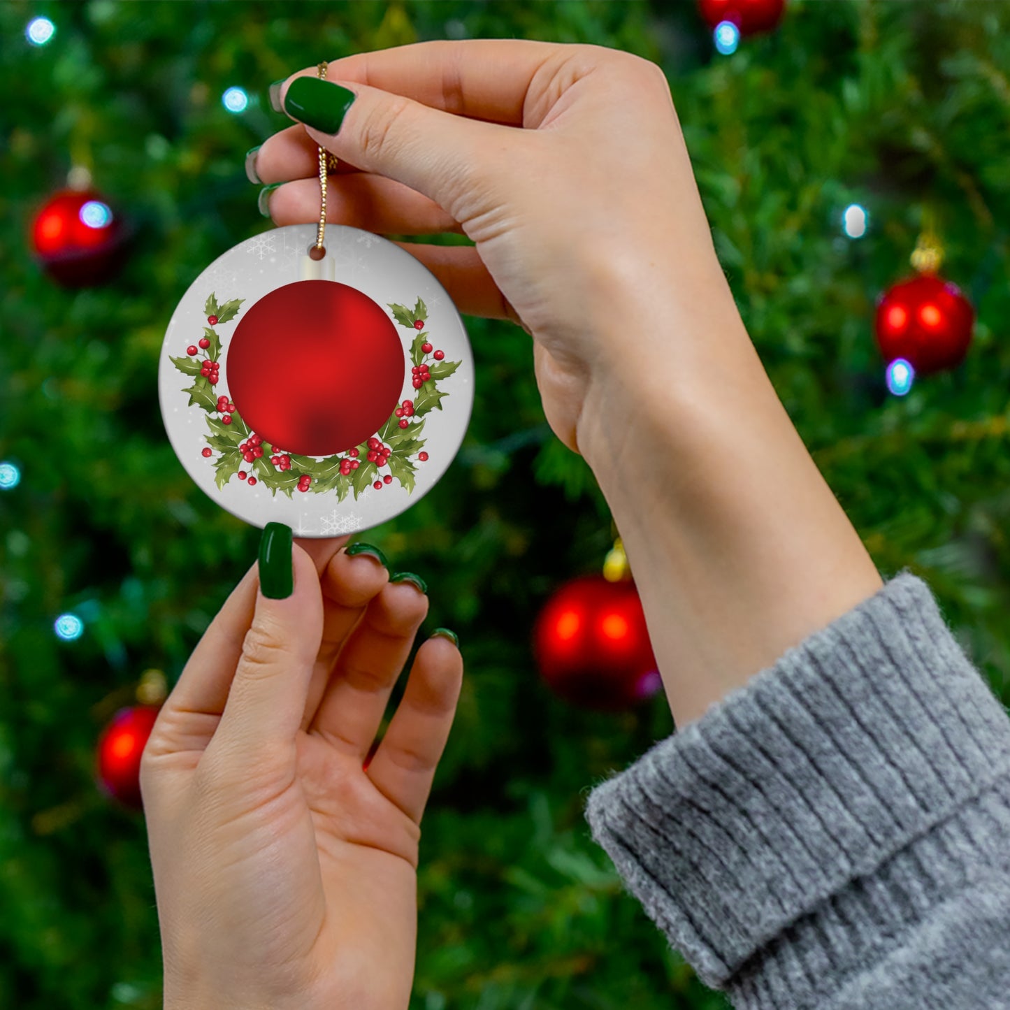 Berry Red - Ceramic Ornament, 4 Shapes