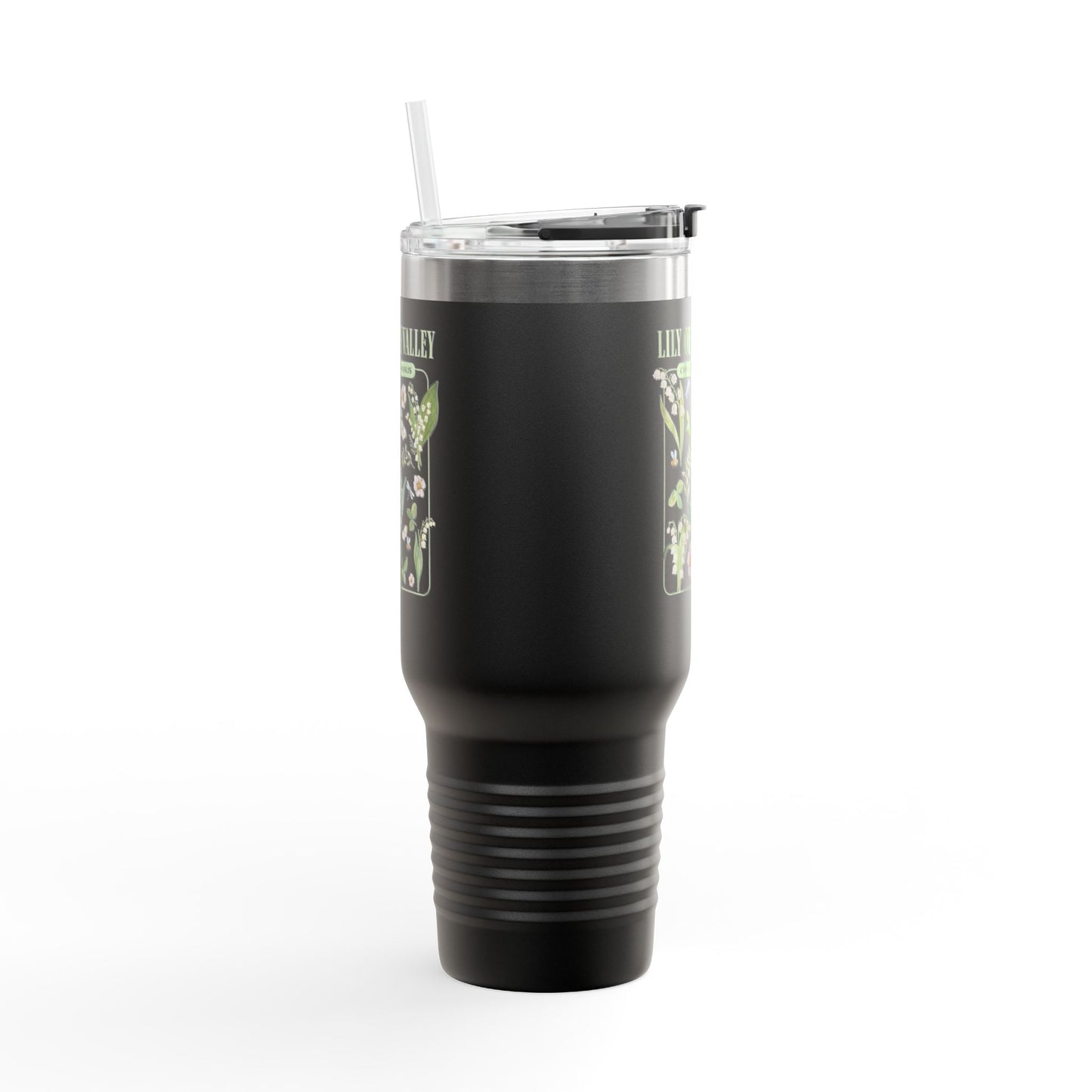 Lily of the Valley 40oz Insulated Travel Mug – Botanical Floral Tumbler with Handle & Straw - 14889