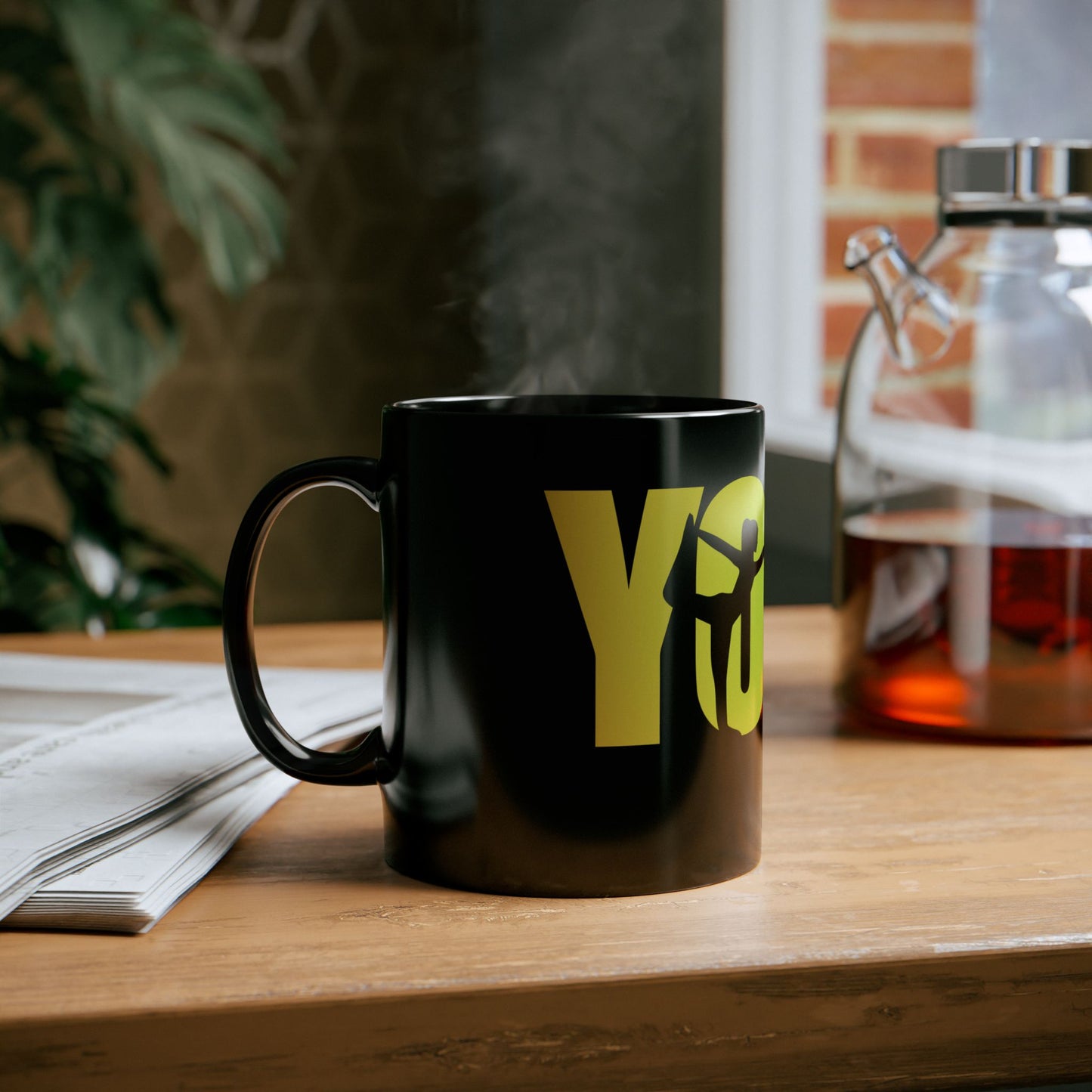 Yoga Inspiration Mug, Motivational Coffee Cup, Yoga Gifts for Yogis, Black Yoga Mug - 13154