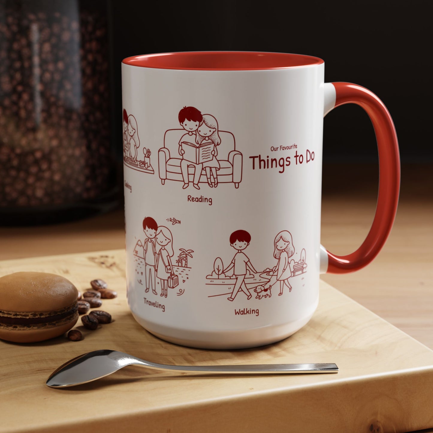 Our Favorite Things to Do Valentine’s Mug – Cozy Couples Illustrated Accent Coffee Mug - 14706
