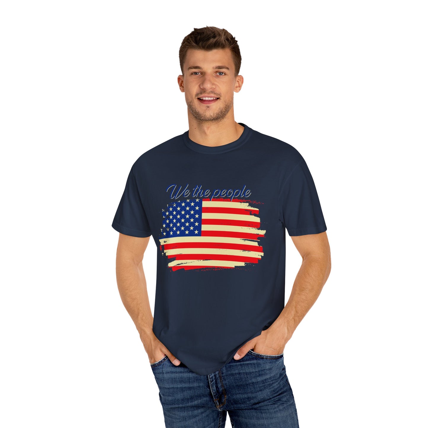 Patriotic Garment-Dyed T-Shirt - We the People, Independence Day Gift, Casual Wear, Constitution Day, Freedom Apparel - 13691