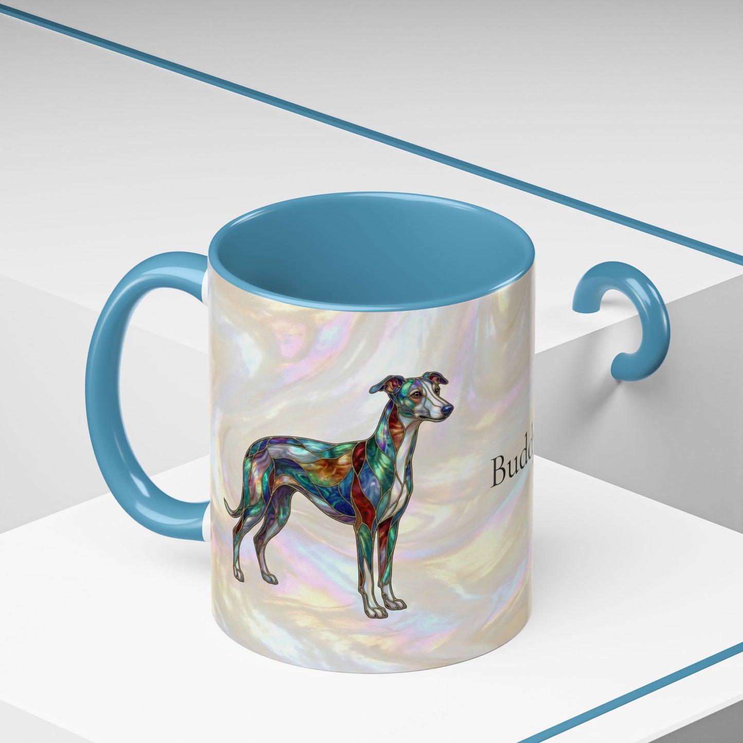 Whippet Accent Coffee Mug – Stained Glass Design 11/15oz - 14652