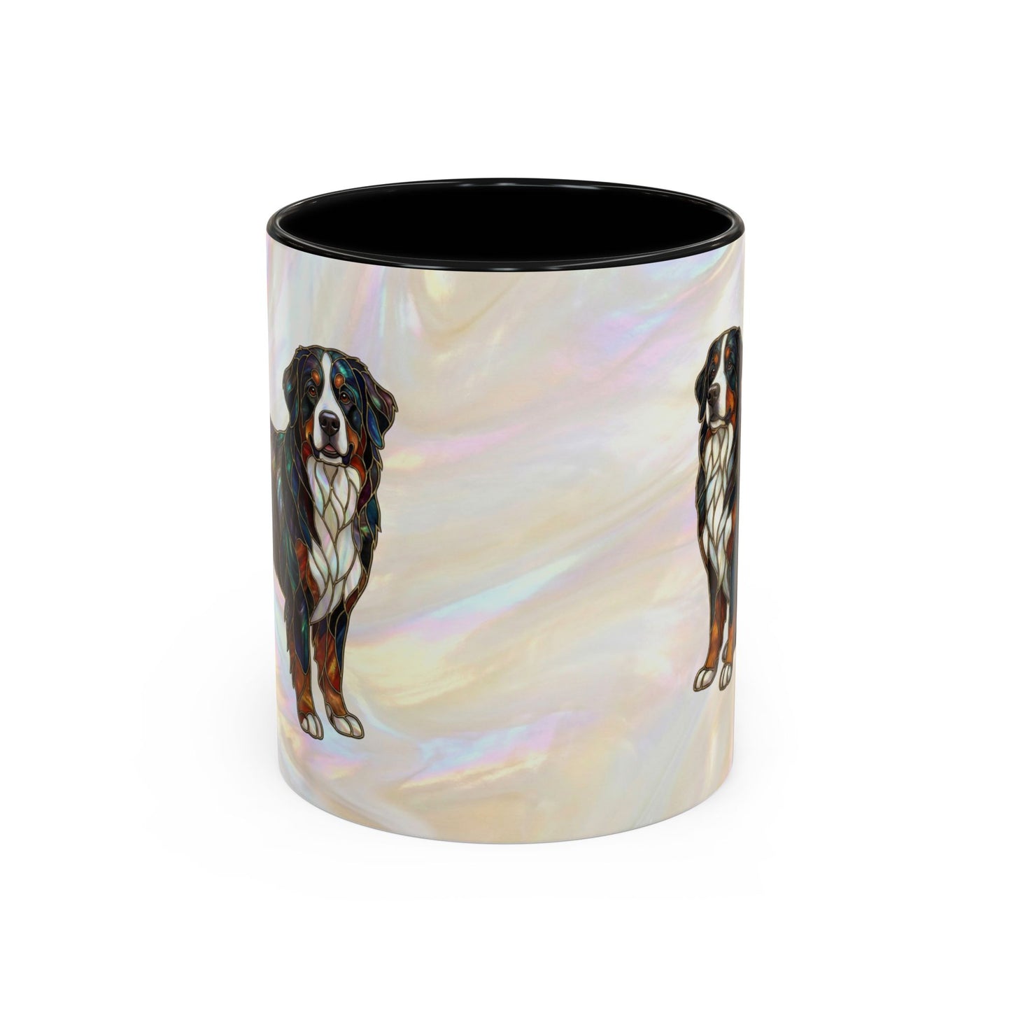 Bernese Mountain Dog Accent Coffee Mug — Stained Glass Design (11/15 oz) - 14617
