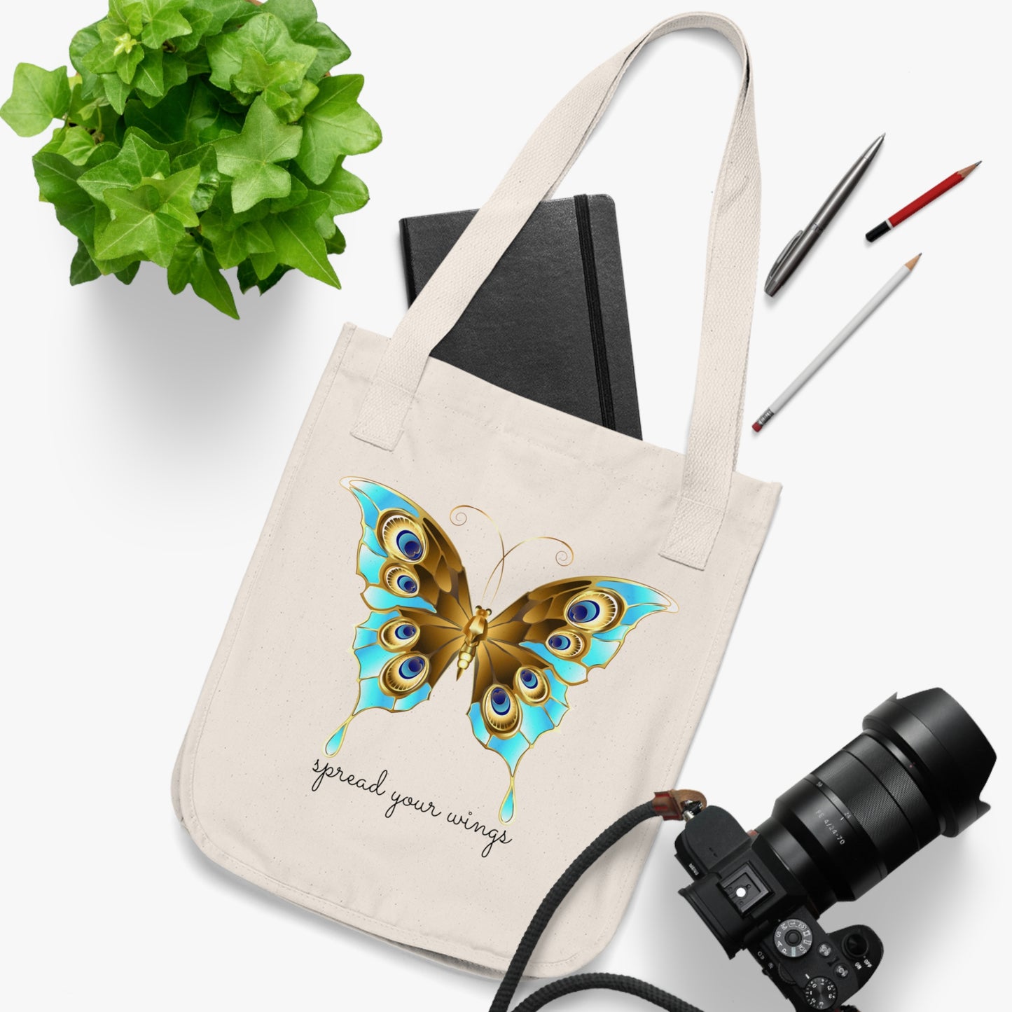 Organic Canvas Tote Bag | Butterfly  Lovers