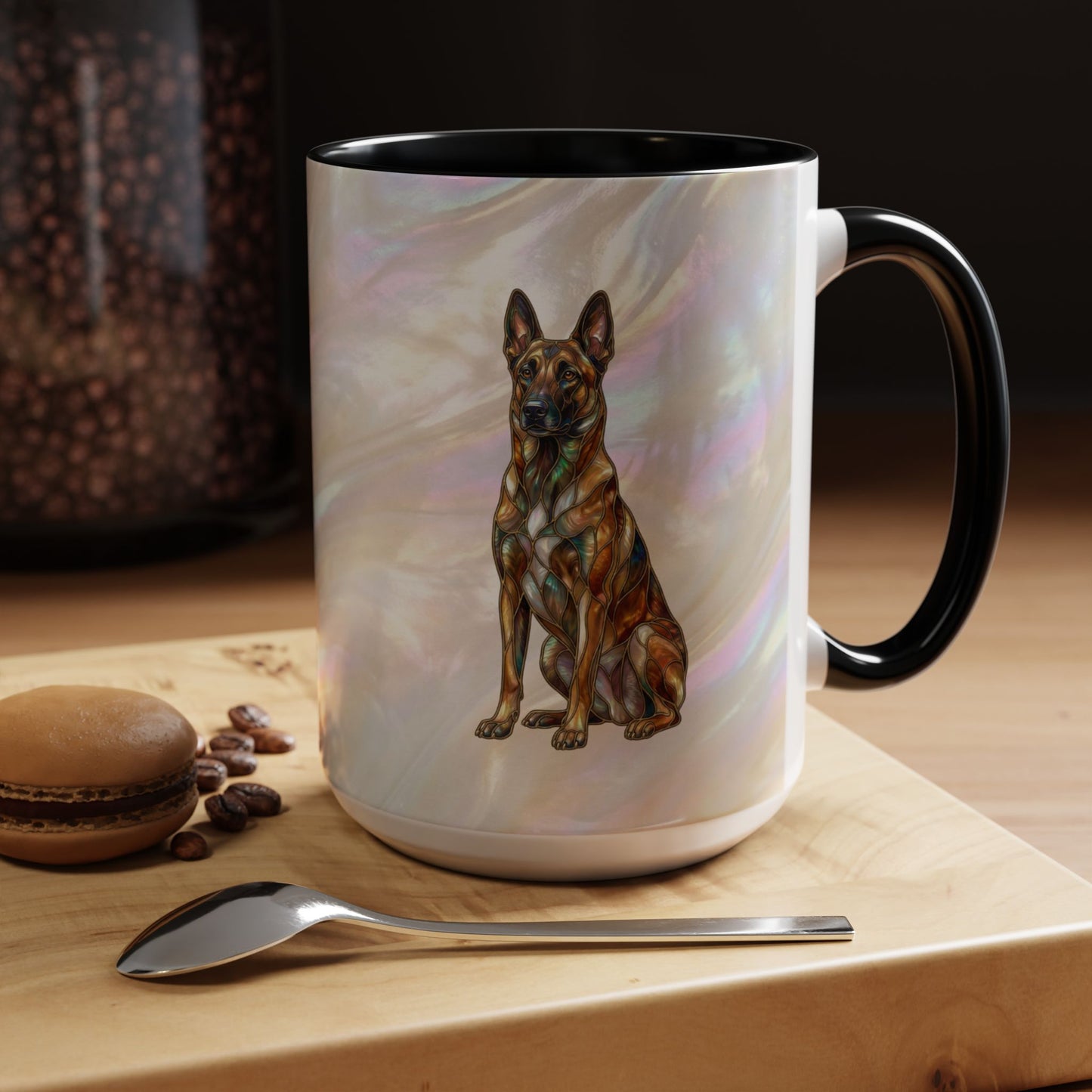 Belgian Malinois Accent Coffee Mug - Stained Glass Design 11oz & 15oz - 14616