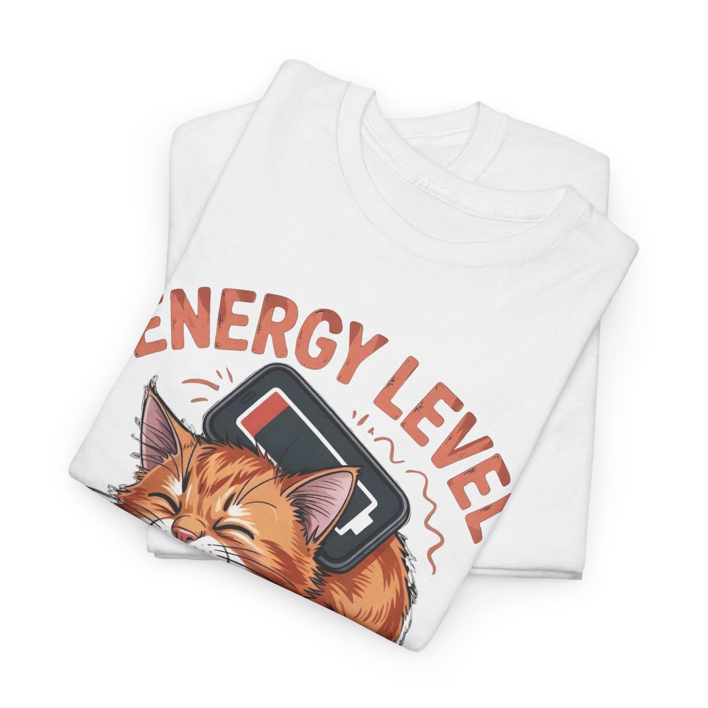 Energy Level: Officially Dead T-Shirt — Funny Cat Graphic Tee, Cat Lover Gift - 14867