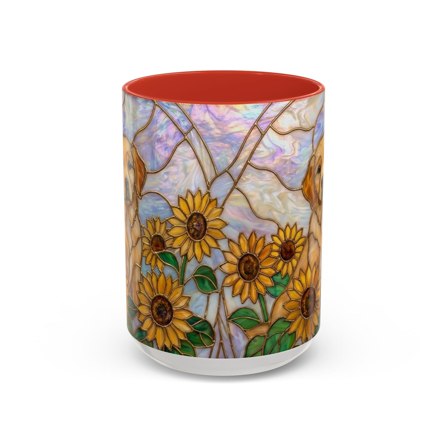 Sunflower Golden Retriever P uppiesAccent Coffee Mug –  Stained Glass Design (11/15 oz) - 14527