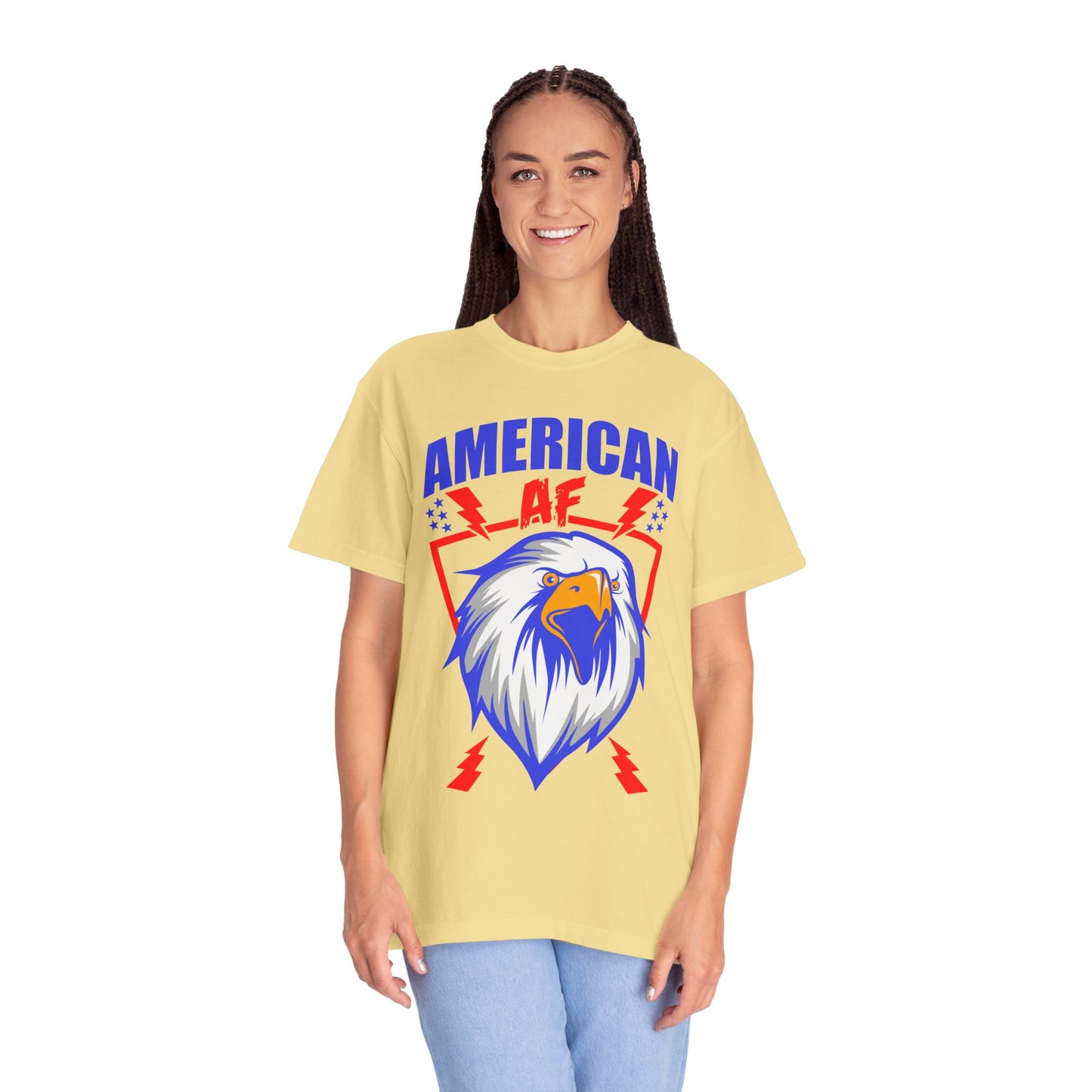 Patriotic Eagle T-Shirt, American AF Graphic Tee, Unisex Tee, 4th of July Shirt, Casual Wear, Gift for Patriots, Summer Style - 13731
