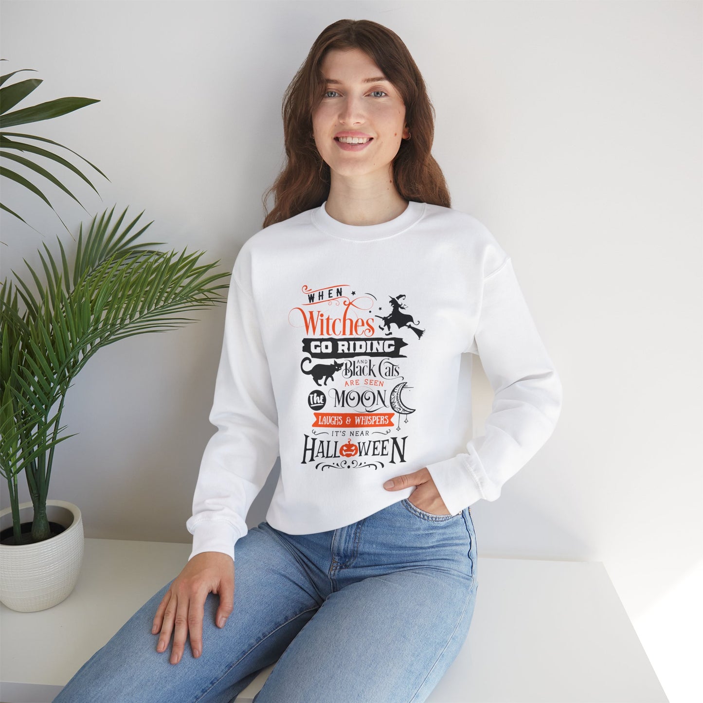 When Witches Riding, Black Cats Are Seen - Unisex Heavy Blend™ Crewneck Sweatshirt