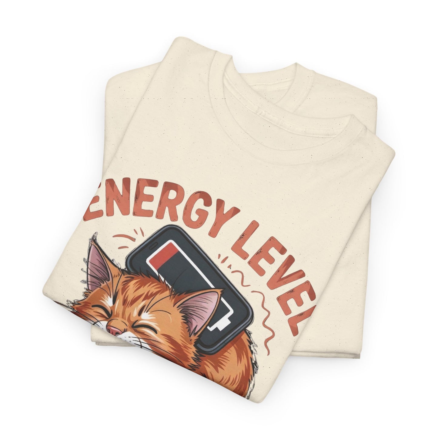 Energy Level: Officially Dead T-Shirt — Funny Cat Graphic Tee, Cat Lover Gift - 14867
