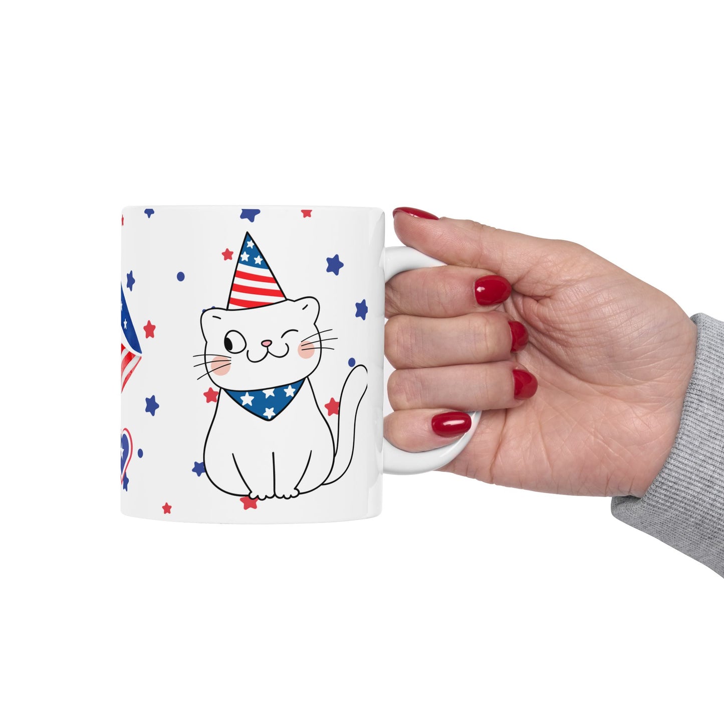 July 4, Cat's Love - Ceramic Mug, (11oz, 15oz) - 10588