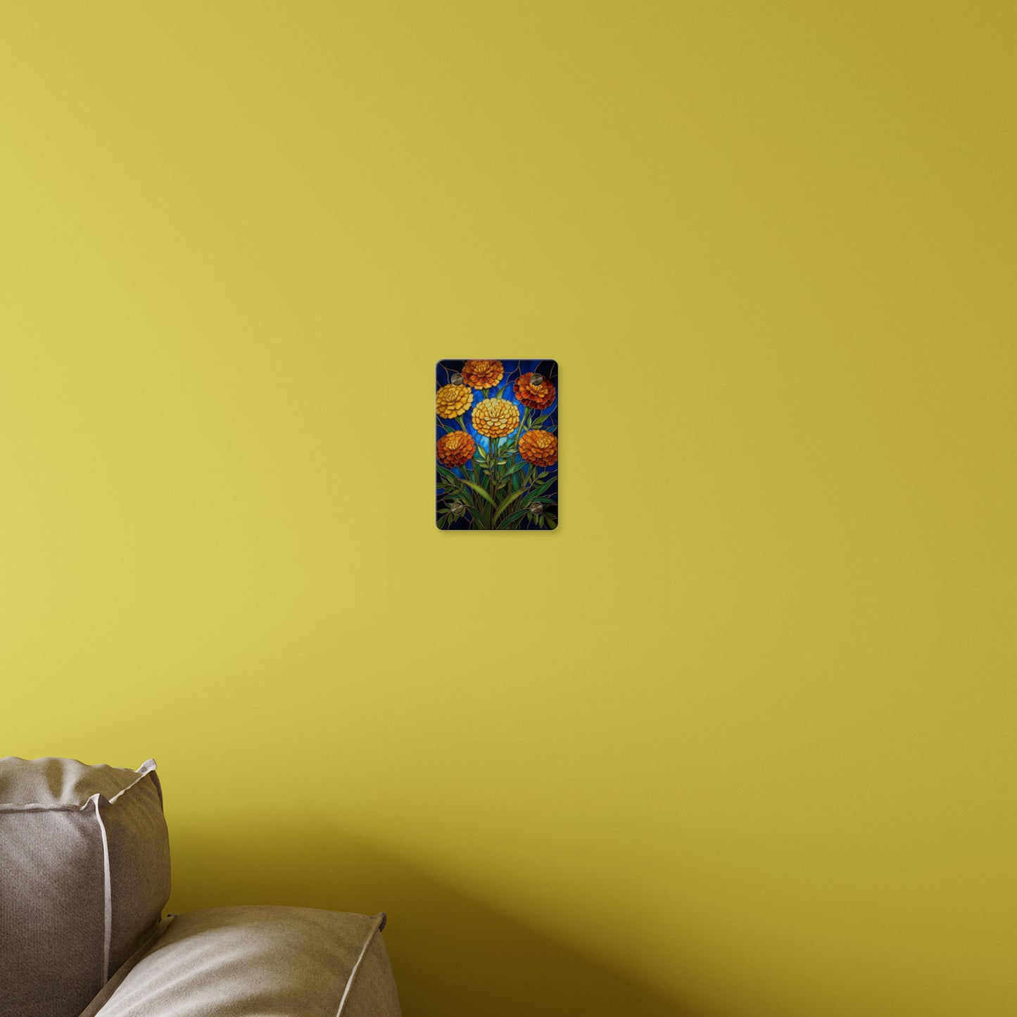 Marigold Bloom Acrylic Wall Art Panel — Botanical Floral Home Decor - 14608
