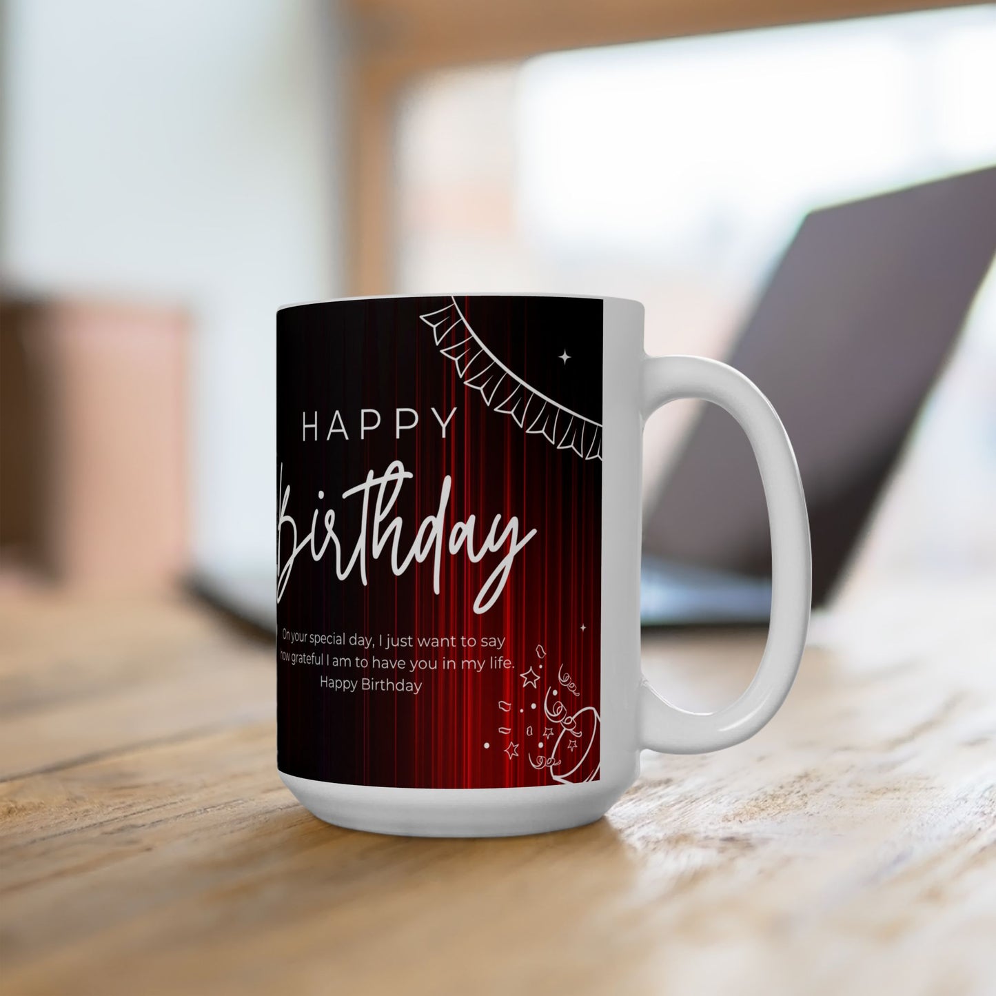 Happy Birthday Ceramic Mug with Custom Photo Frame, Personalized Gift Cup, Birthday Celebration Drinkware - 13994