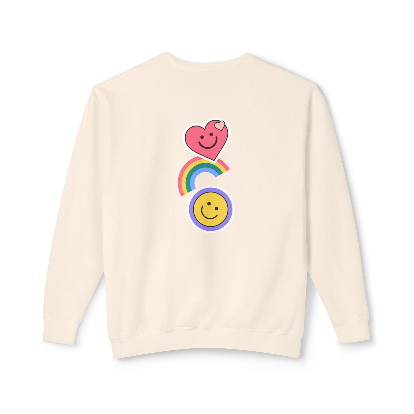 Flowers, Heart, Rainbow, Happy Face - Unisex Lightweight Crewneck Sweatshirt - 11485