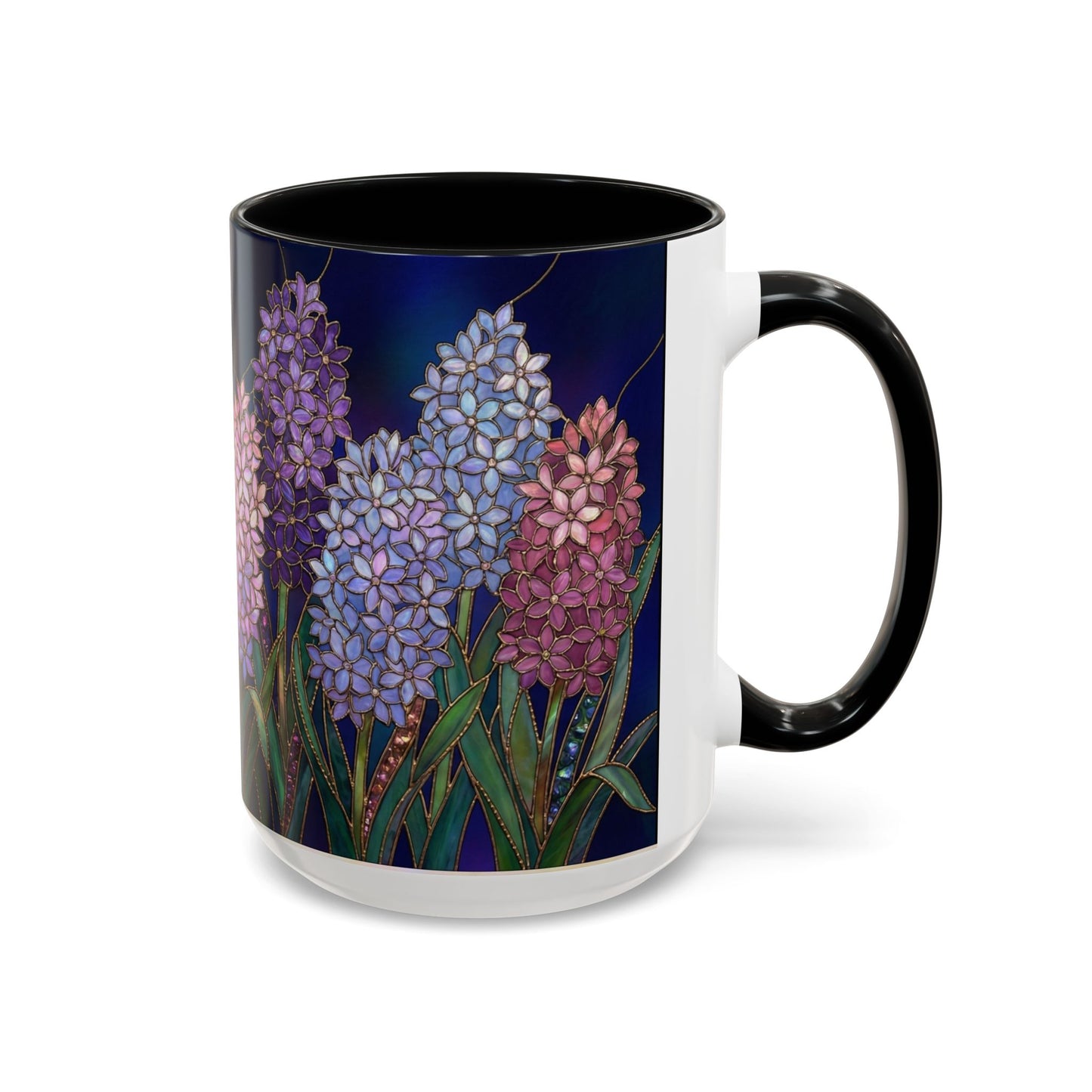 Hyacinth Floral Coffee Mug — Stained Glass Design (11/15 oz) - 14570
