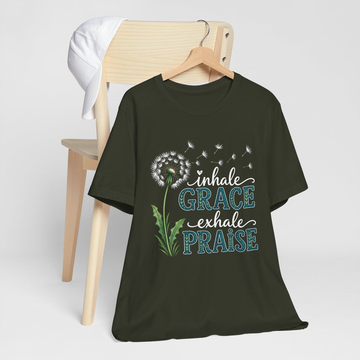 Inhale Grace Exhale Praise T-Shirt, Christian Faith Floral Tee - 14990