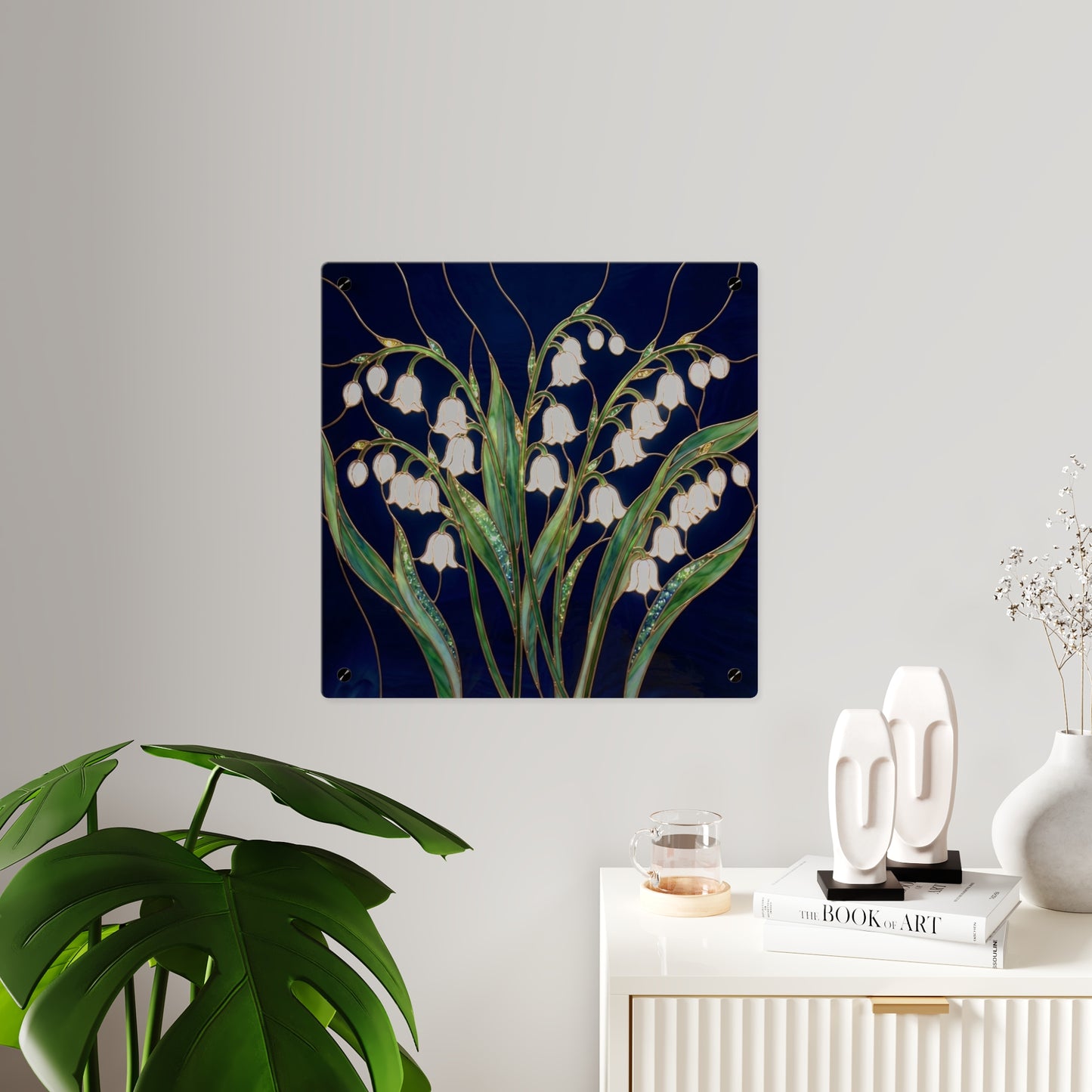 Lily of the Valley Acrylic Wall Art Panel — Botanical Floral Home Decor - 14603