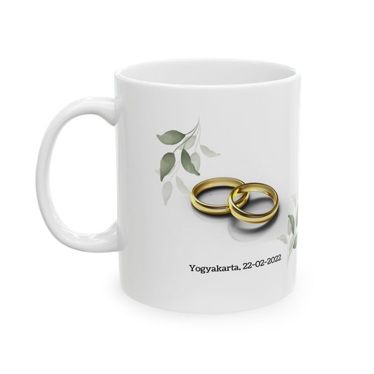 Wedding Rings, Details Customizable -  Ceramic Mug, (11oz, 15oz) - 11119