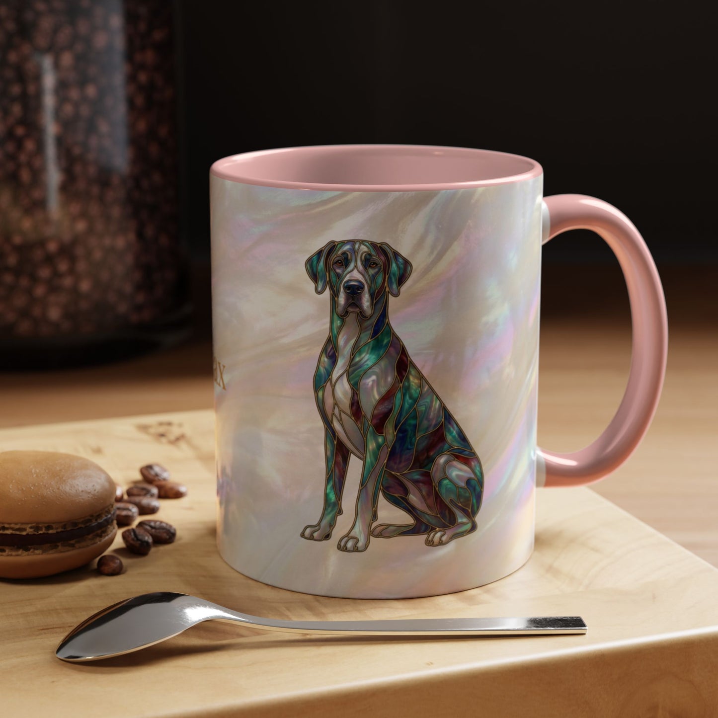 Personalized Great Dane Dog Mug — Stained Glass Design (11/15 oz) - 14550