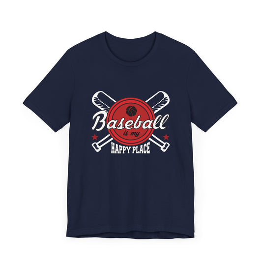 Baseball Is My Happy Place - Unisex Jersey Short Sleeve Tee